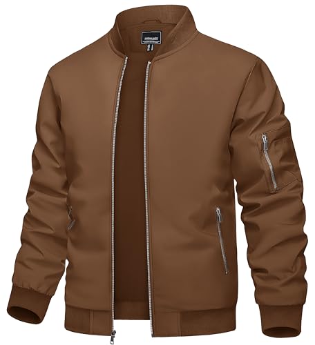 Men’s Bomber Jacket – Zip-Up Casual Flight Jacket with Ribbed Cuffs, Lightweight Streetwear