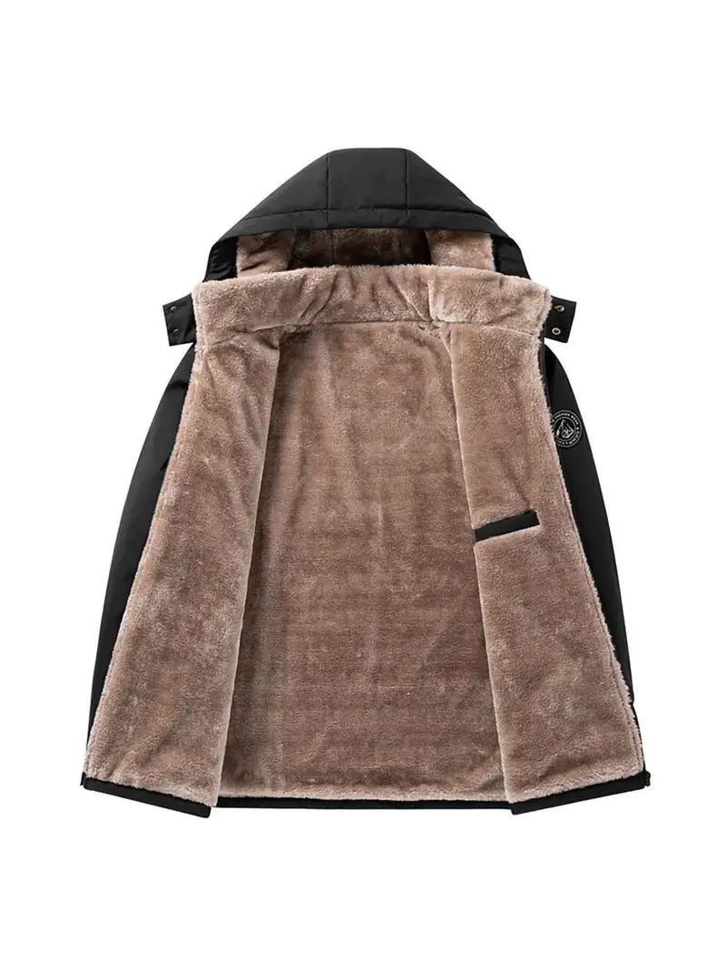 Hooded Puffer Jacket – Fleece Lined Warm Winter Coat