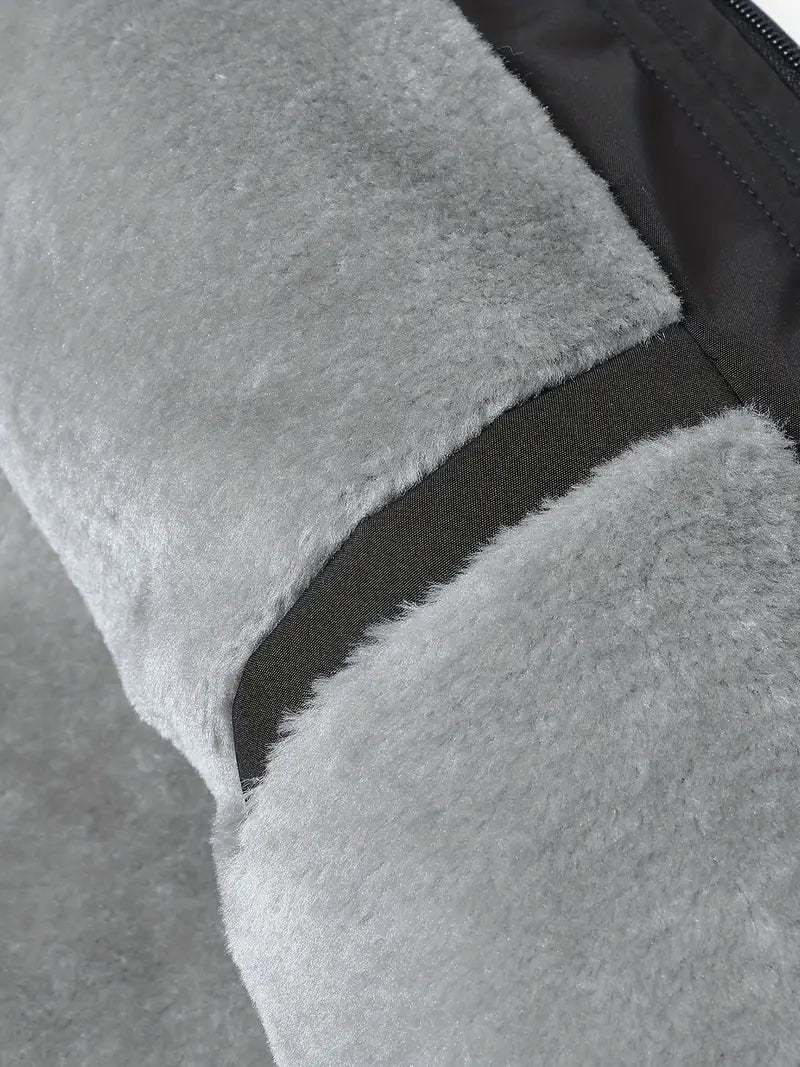 Black Fleece-Lined Winter Jacket – Hooded Thermal Warm Coat