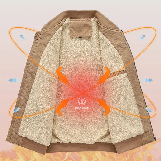 Corduroy Sherpa Jacket – Fleece Lined Winter Bomber Coat