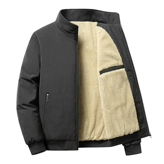 Fleece-Lined Bomber Jacket – Warm Zip-Up Winter Casual Coat